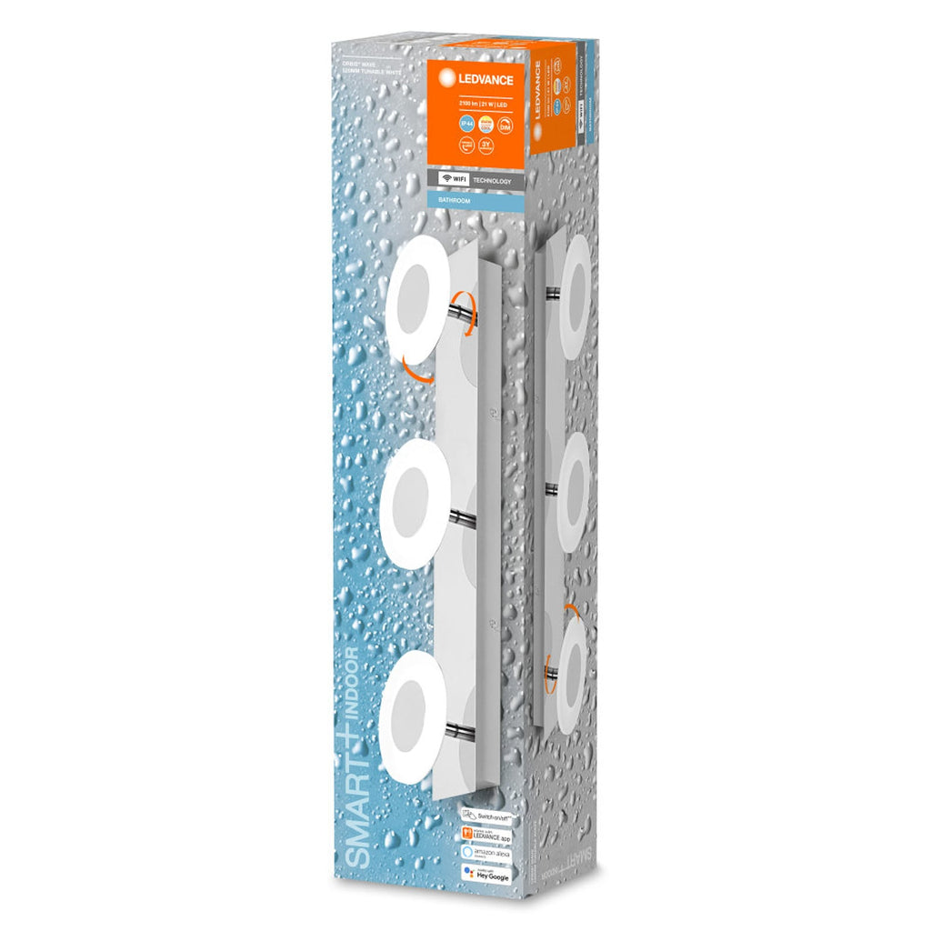 LED baderomslampe 3-lys dimbar sølv 52 cm IP44 WiFi nærbilde av lyskilde