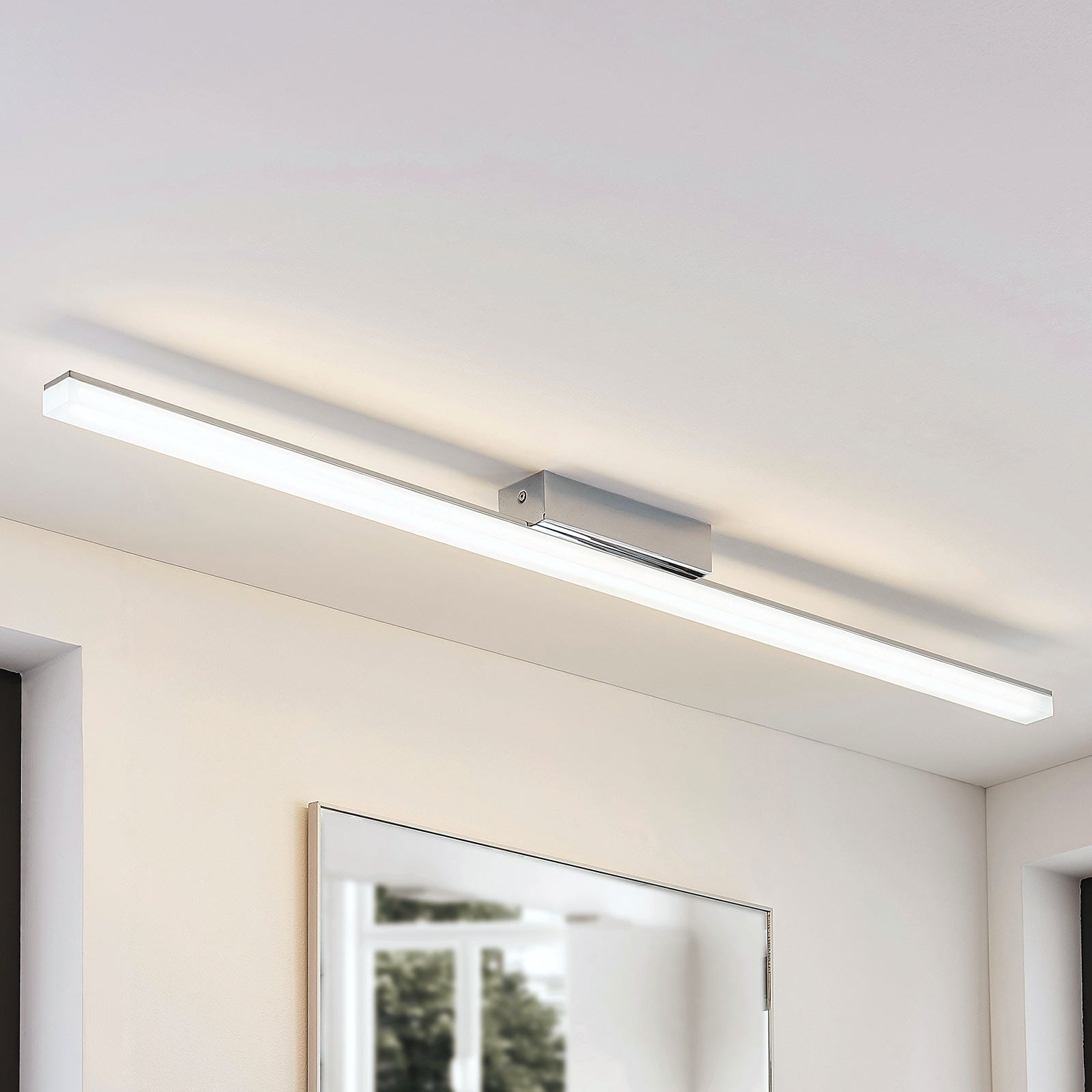 LED baderomslampe Levke dimbar krom/hvit 116 cm IP44 forfra