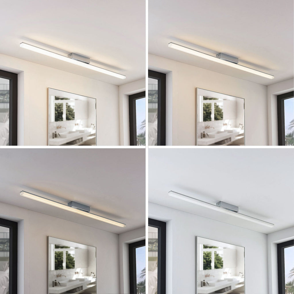 Montert LED baderomslampe Levke dimbar krom/hvit 116 cm IP44 i baderom