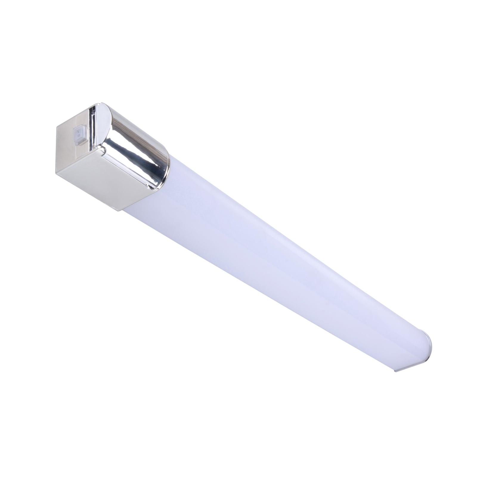 LED baderomslampe Lind D hvit/krom med stikkontakt IP44 forfra