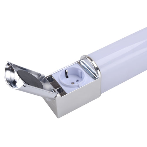 LED baderomslampe Lind D hvit/krom detalj av stikkontakt