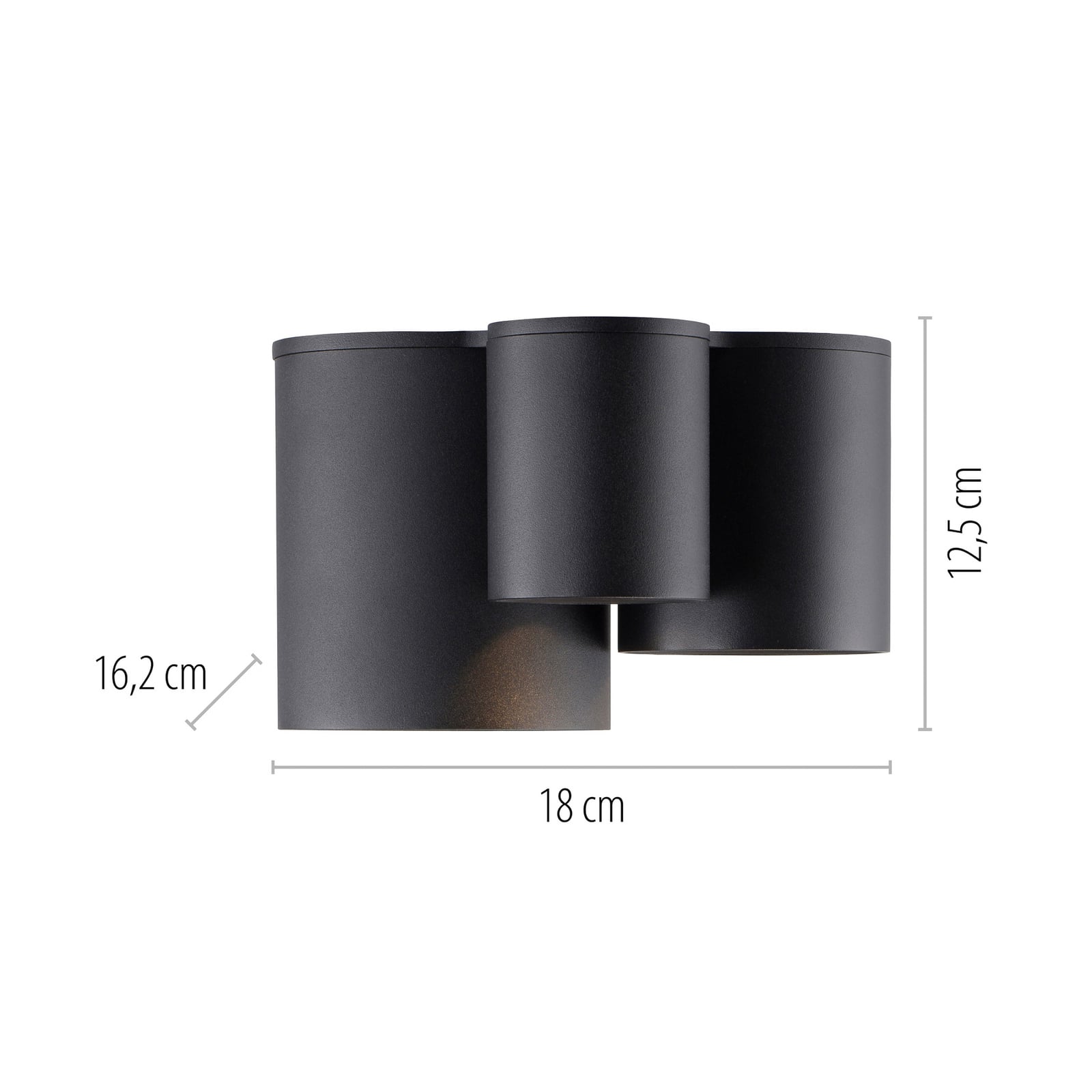 LED baderomslampe Point 3-lys svart detalj