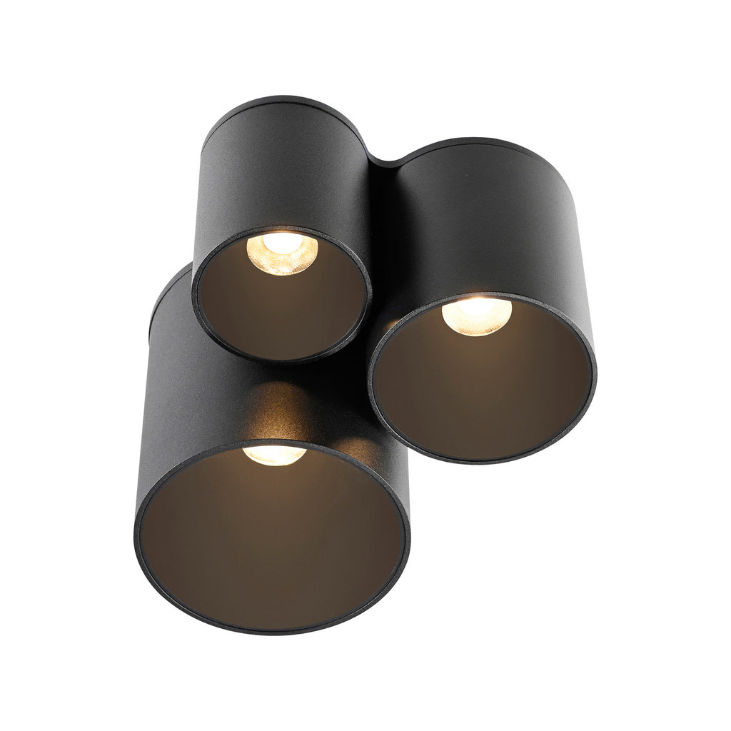 LED baderomslampe Point 3-lys svart montert