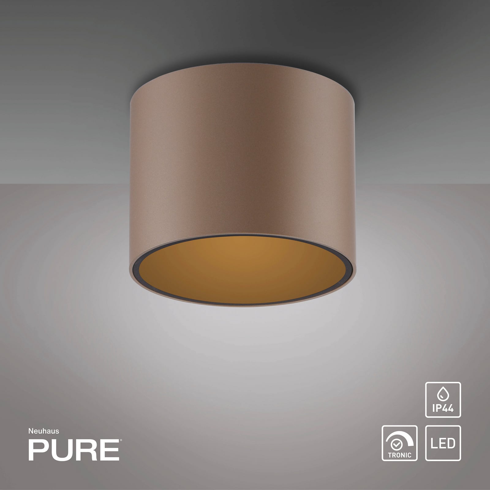 LED baderomslampe Point bronse med dimmer