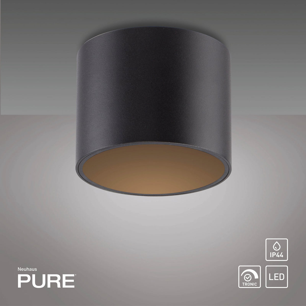 LED baderomslampe Point svart dimbar side