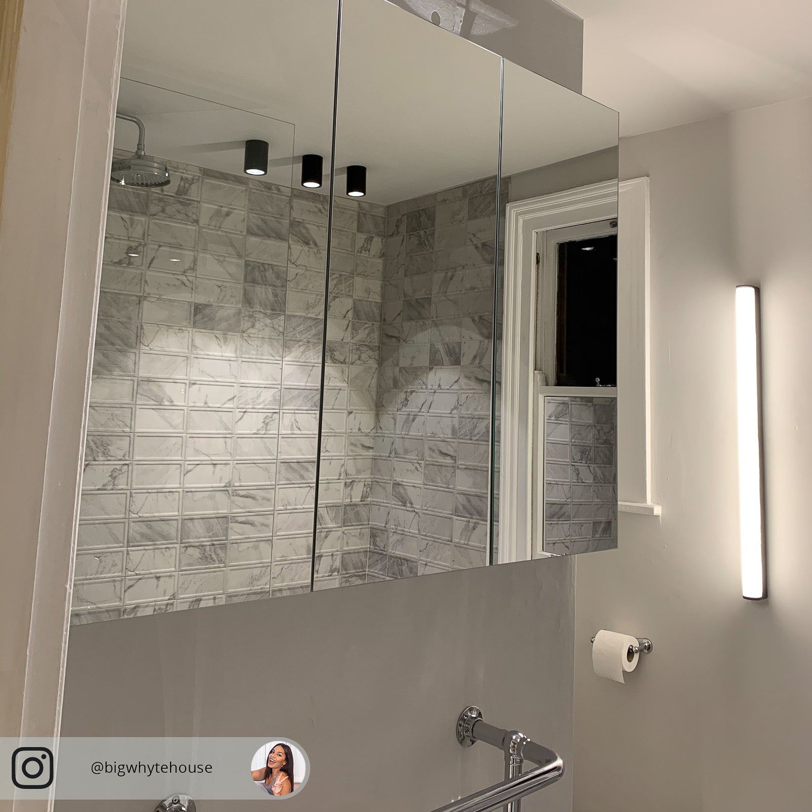 LED baderomslampe Ponto hvit/krom 90 cm IP44 18W komplett produktbilde