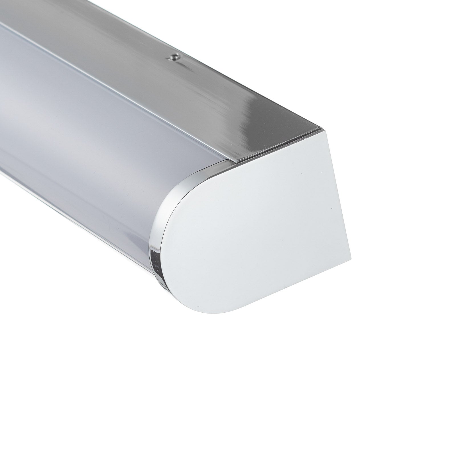 LED baderomslampe Ponto hvit/krom 90 cm IP44 18W nærbilde av kromdetaljer