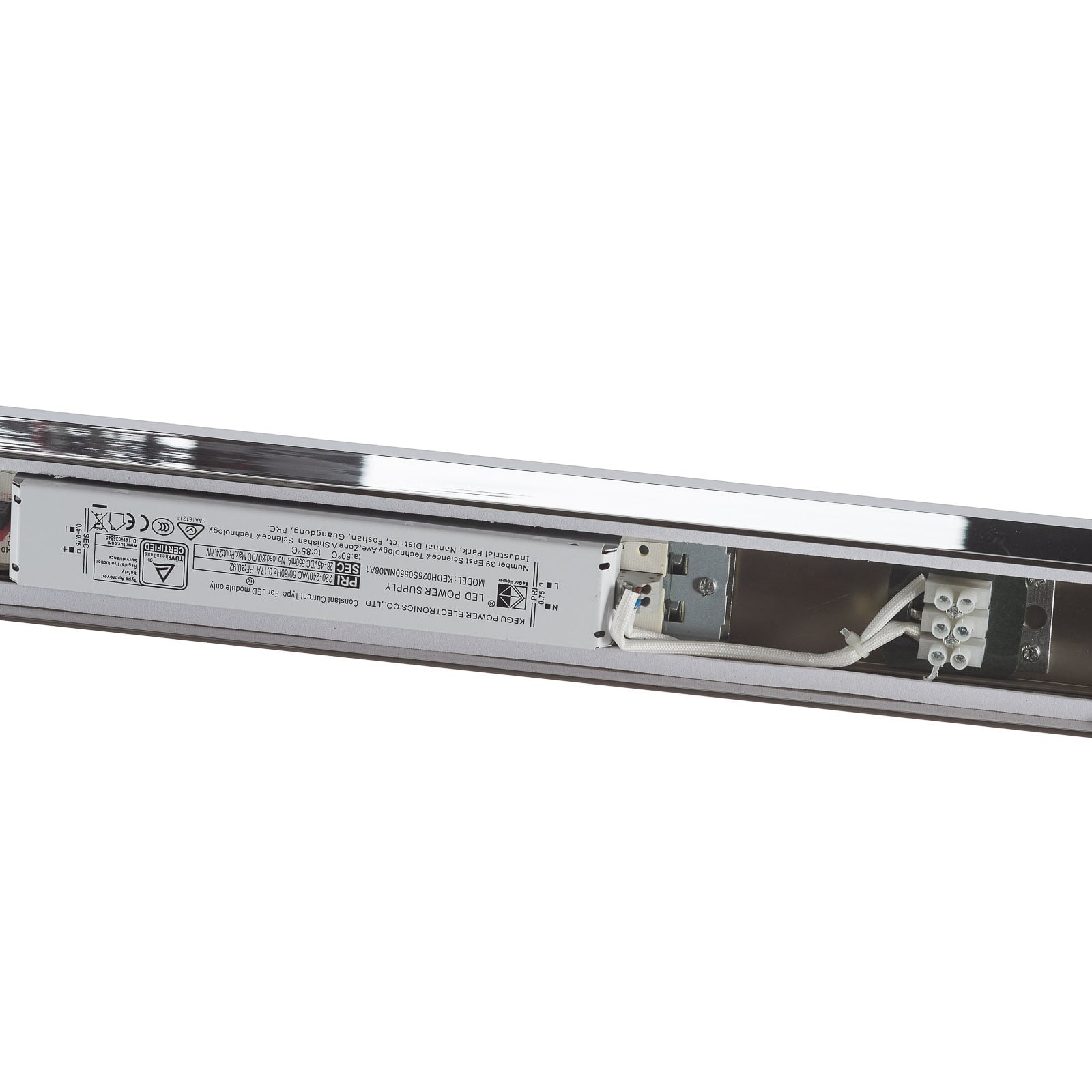 LED baderomslampe Ponto hvit/krom 90 cm IP44 18W oversikt fra siden
