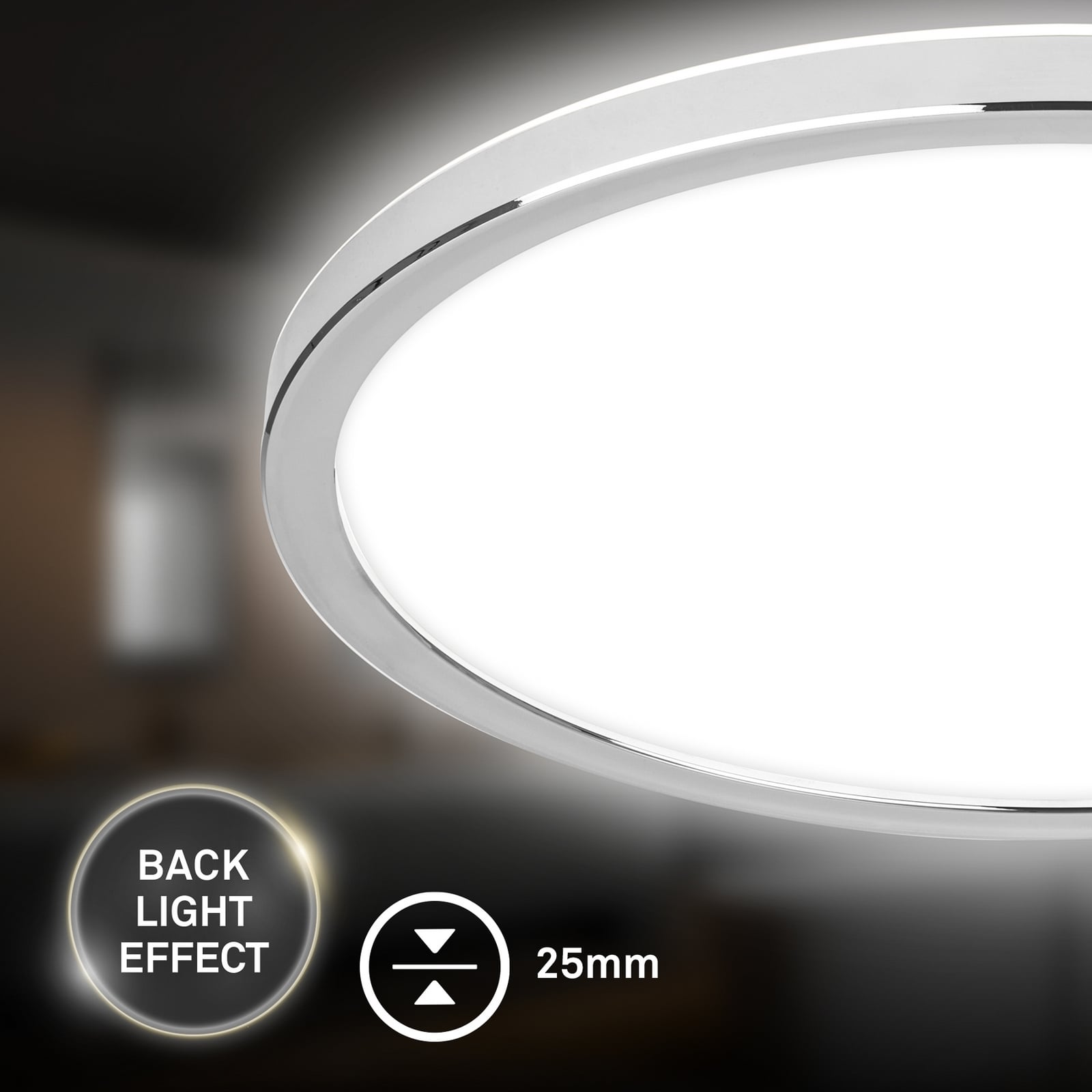 LED baderomslampe Pulap krom hvit lysbilde