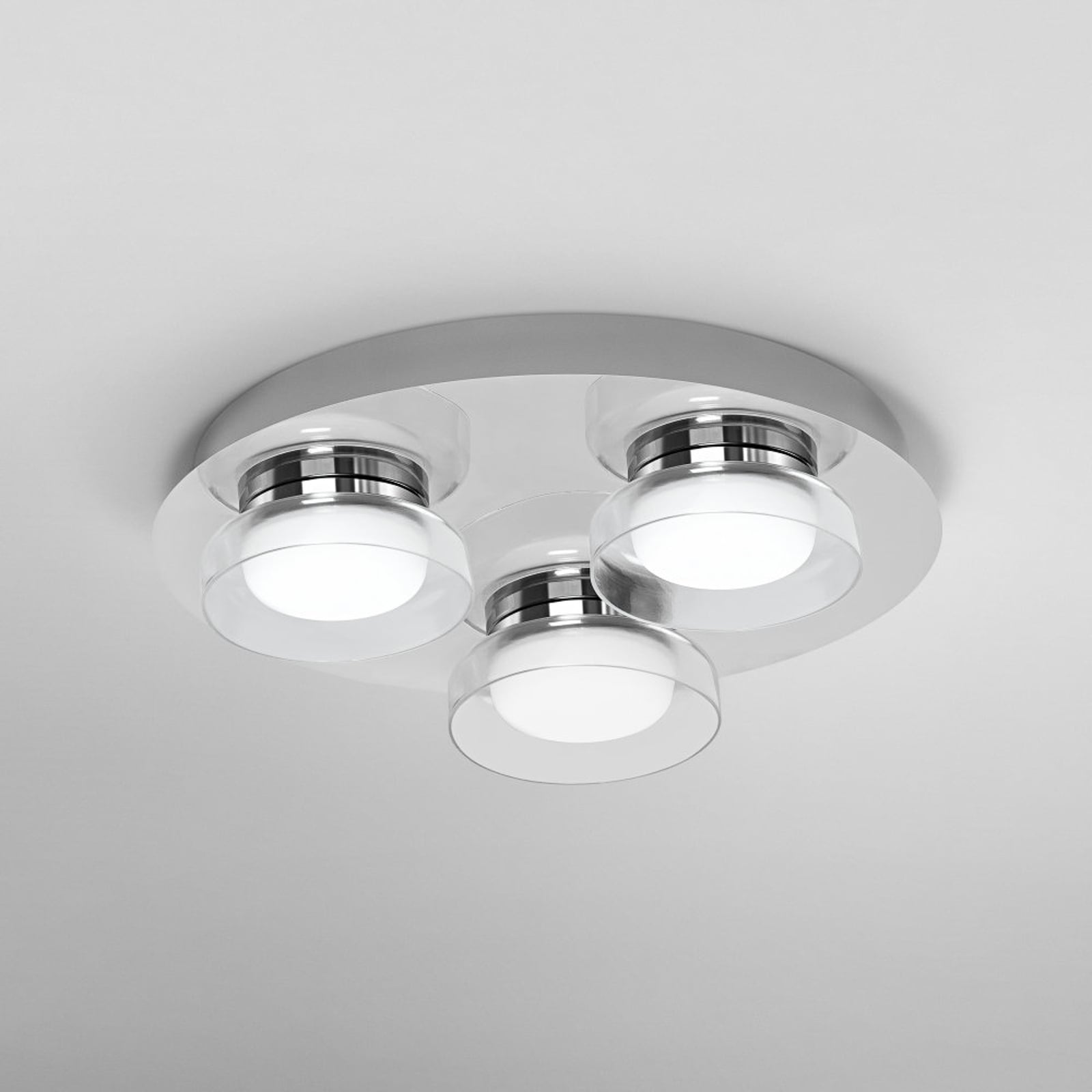 LED baderomslampe rund dimbar sølv Ø30 cm IP44 WiFi forfra