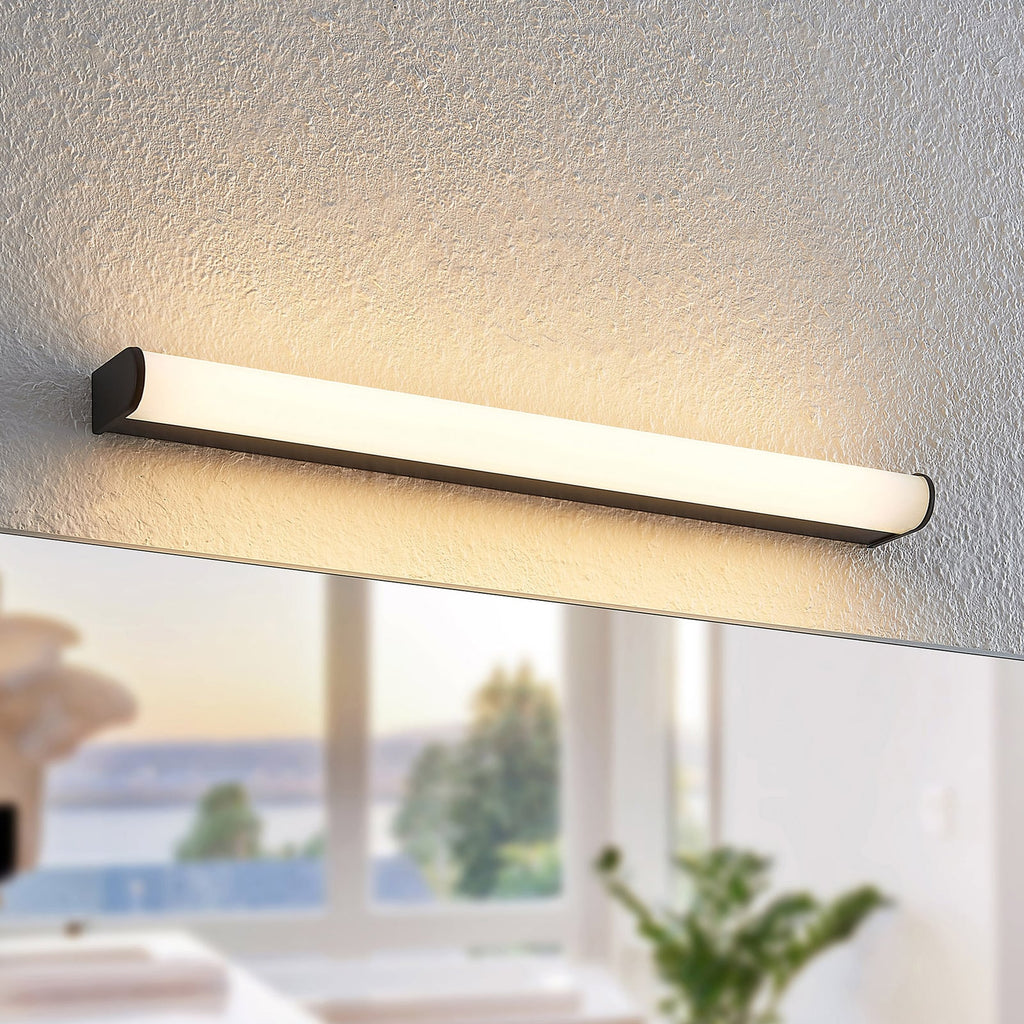 LED baderomslampe Ulisan rund svart 58,8 cm IP44 varmhvit forfra