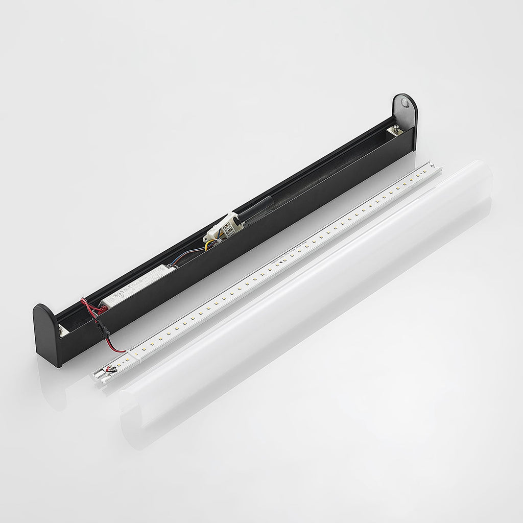 LED baderomslampe Ulisan rund svart 58,8 cm IP44 varmhvit monteringsdetalj