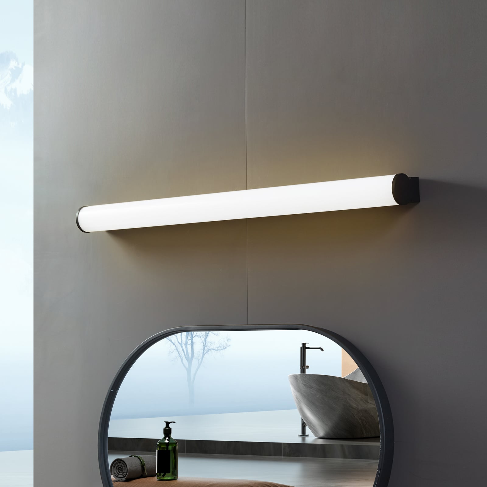 LED baderomslampe Vilmara svart 90 cm IP44 3000K bakside