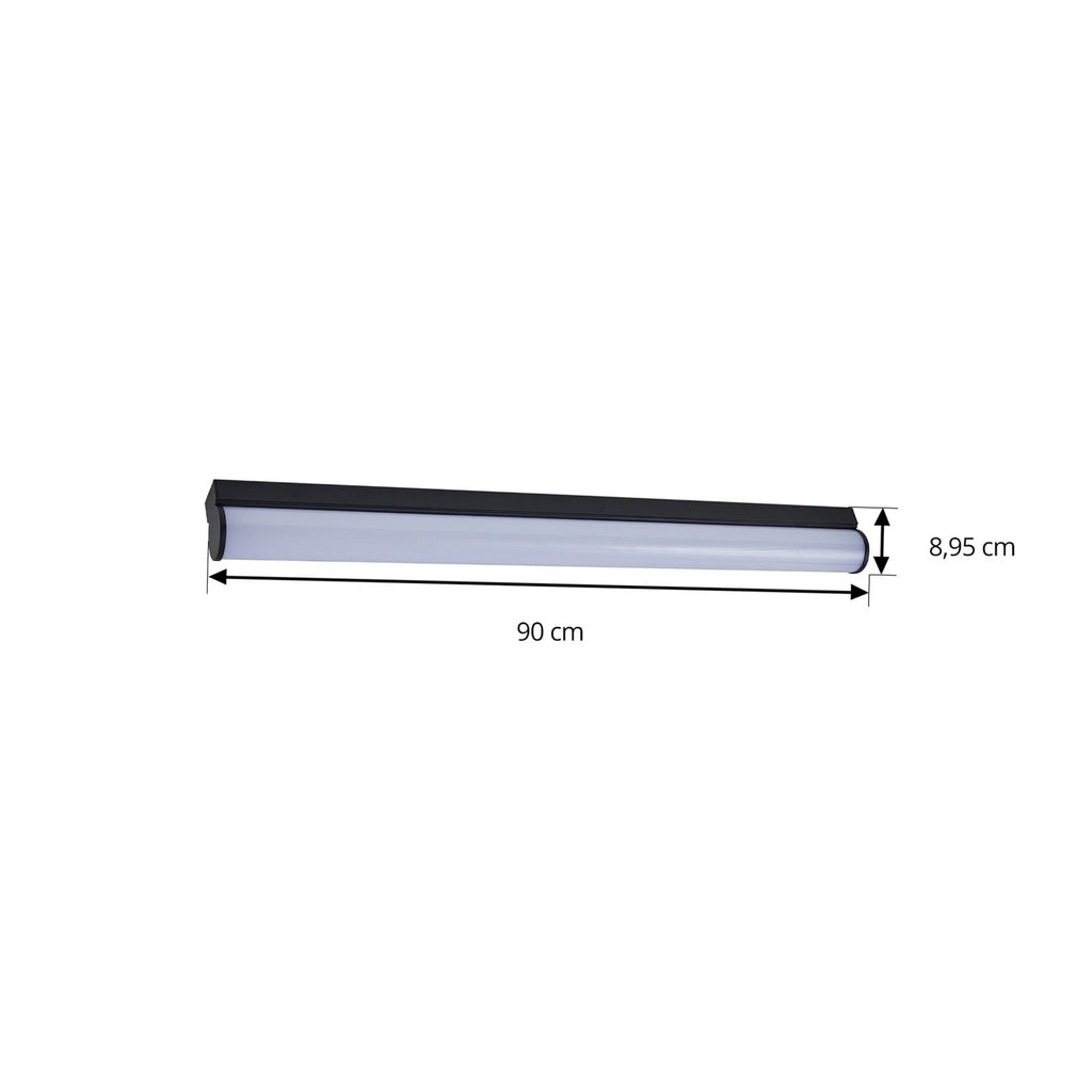 LED baderomslampe Vilmara svart 90 cm IP44 3000K nærbilde av LED-lys