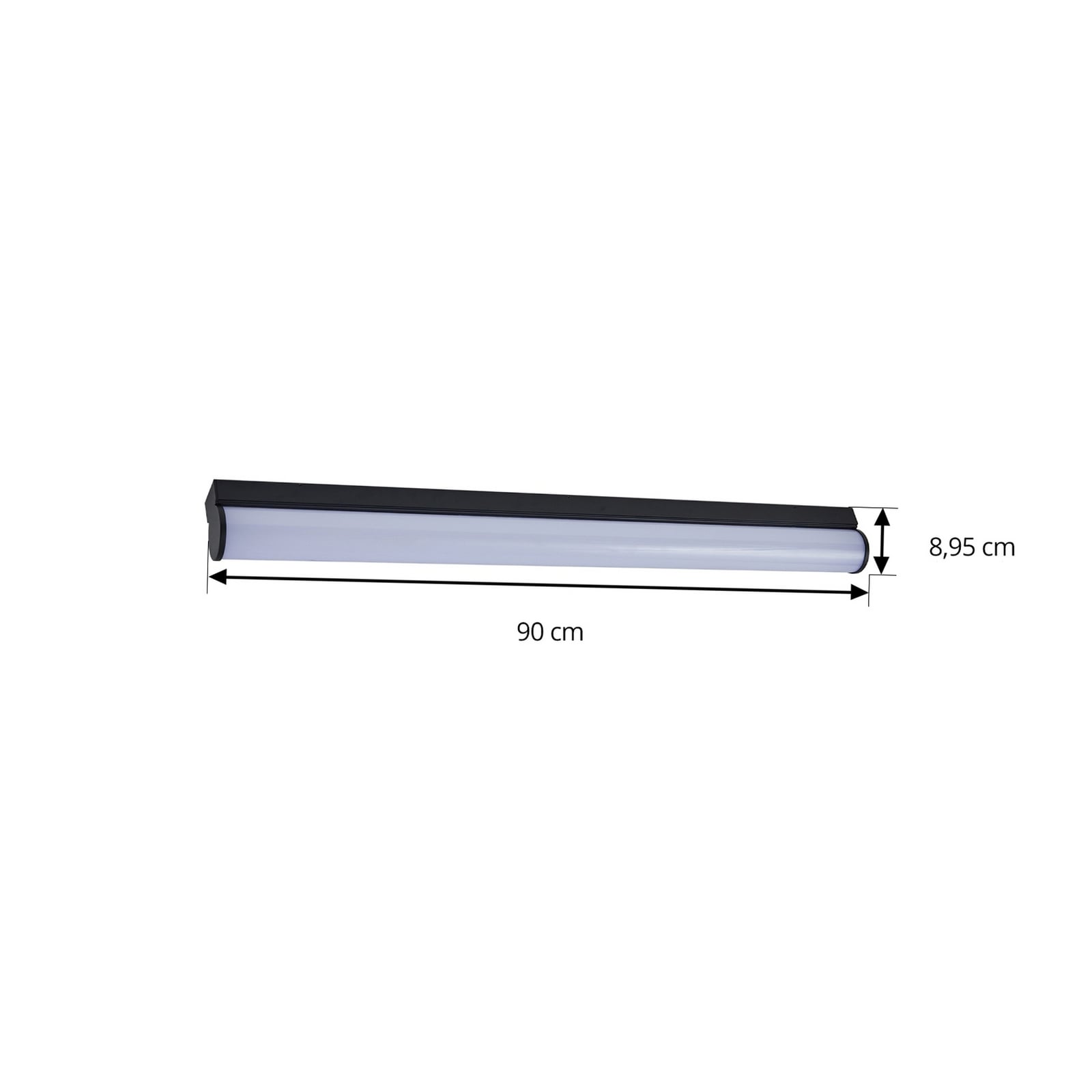 LED baderomslampe Vilmara svart 90 cm IP44 3000K nærbilde av LED-lys