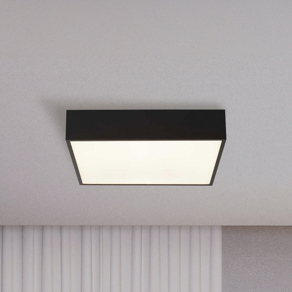 LED baderomslampe Zeus svart 30x30 cm 16W IP44 forfra