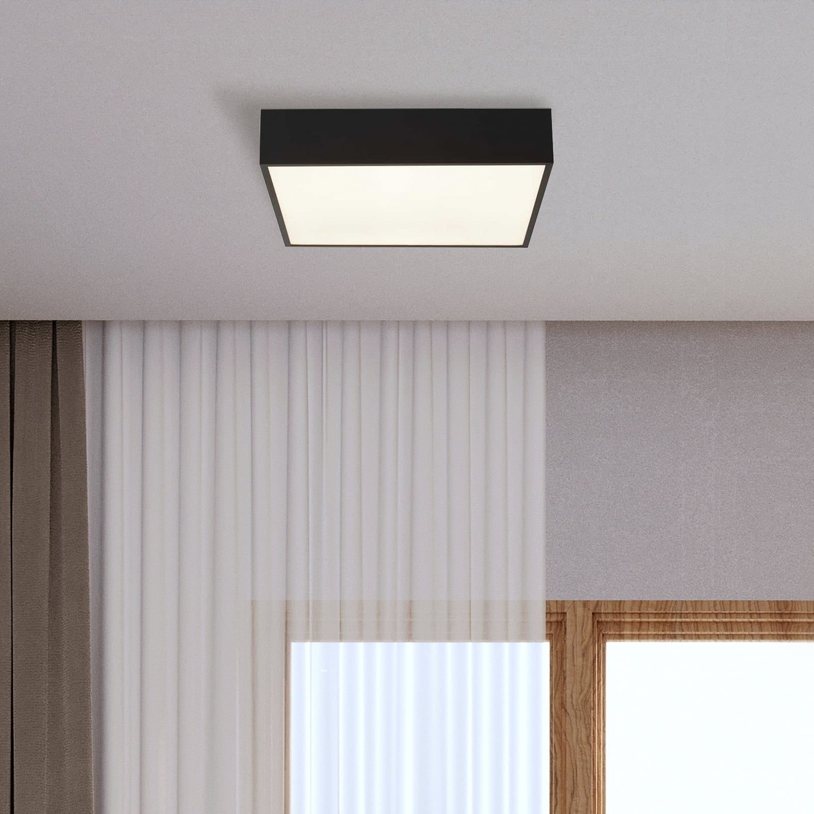 LED baderomslampe Zeus svart 30x30 cm 16W IP44 bakside