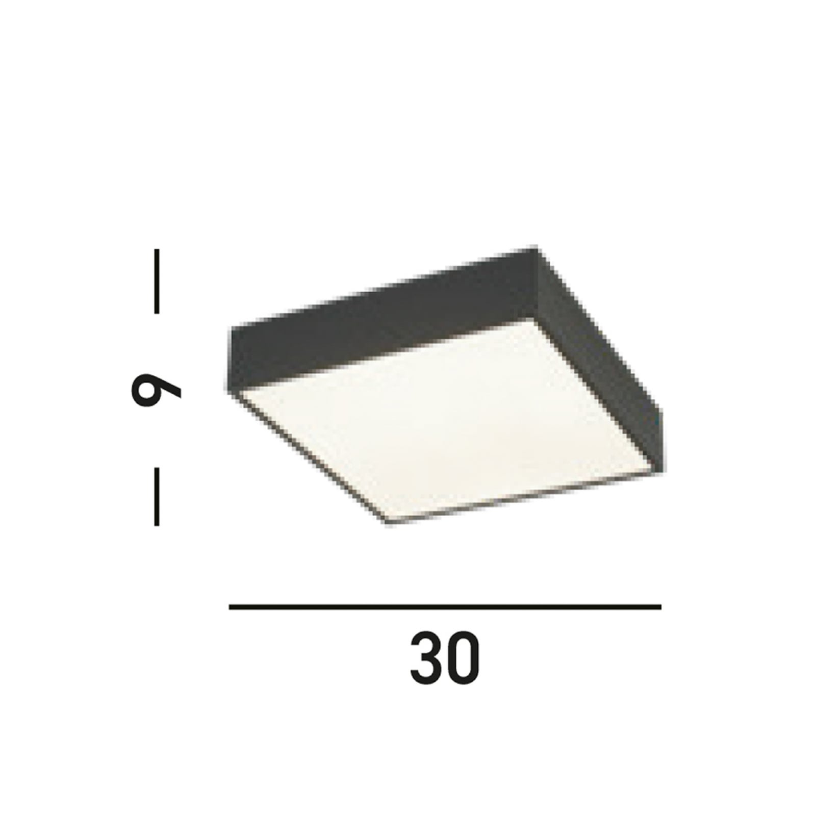 Detaljbilde av LED baderomslampe Zeus svart 30x30 cm 16W IP44