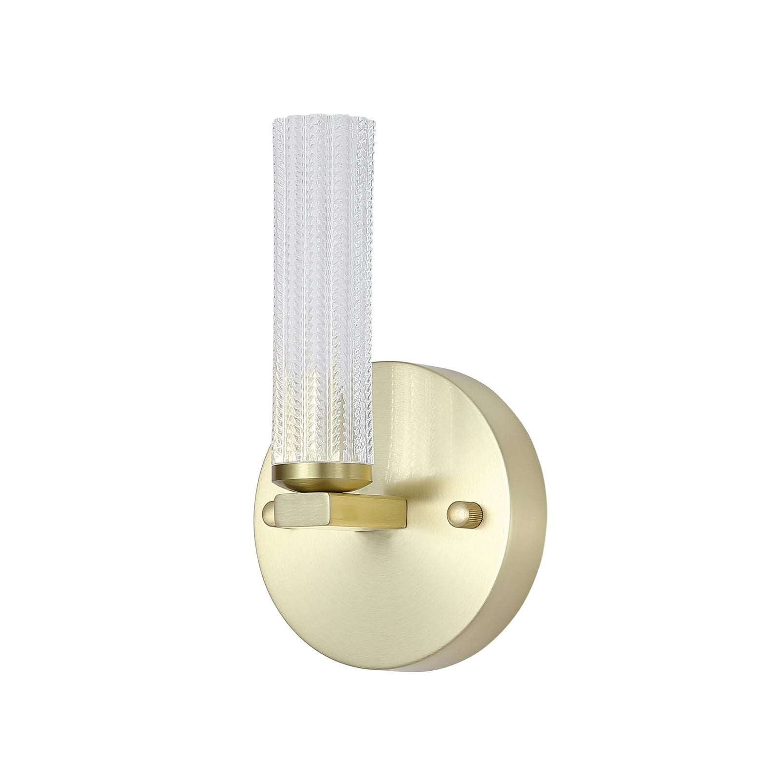 Nærbilde av LED baderomsvegglampe Aberdeen dimbar messing 24 cm IP44 metall og akryl