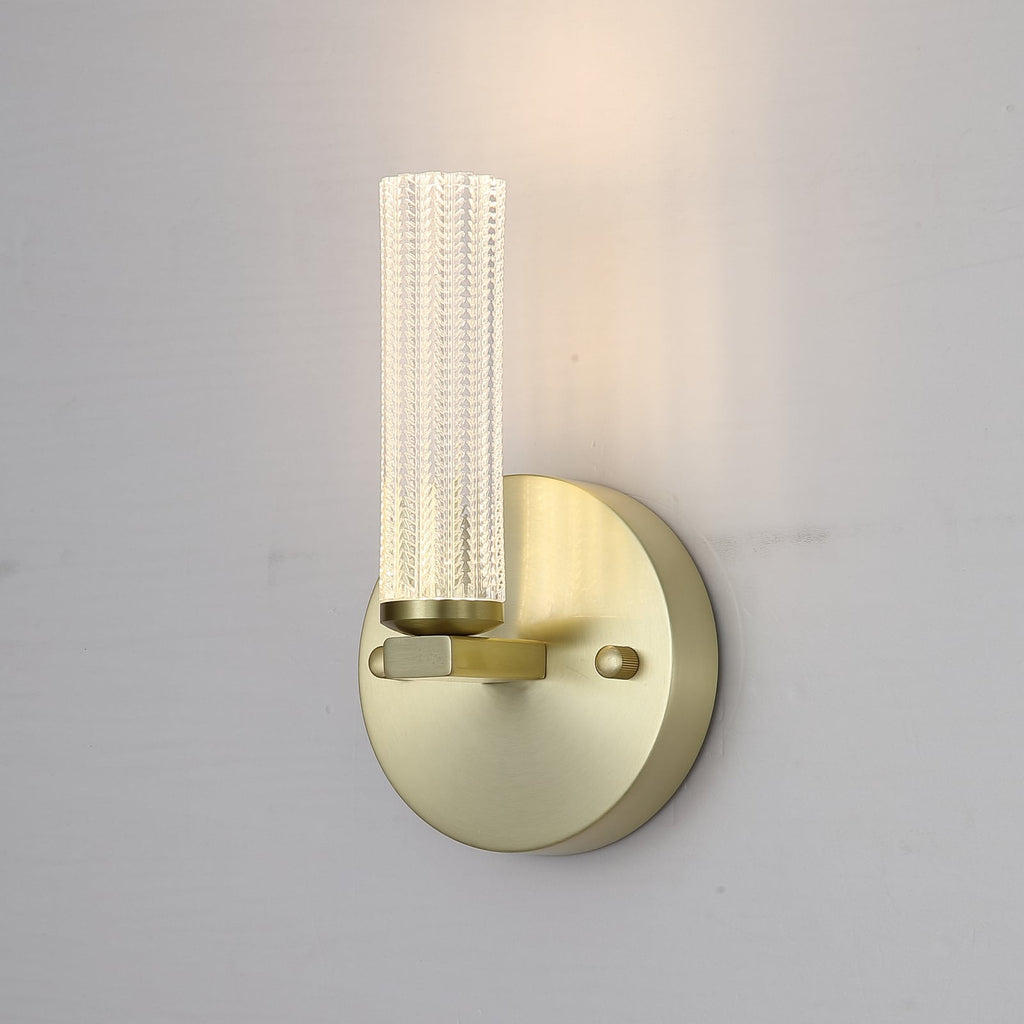 LED baderomsvegglampe Aberdeen dimbar messing 24 cm IP44 lyskilde og dimmer