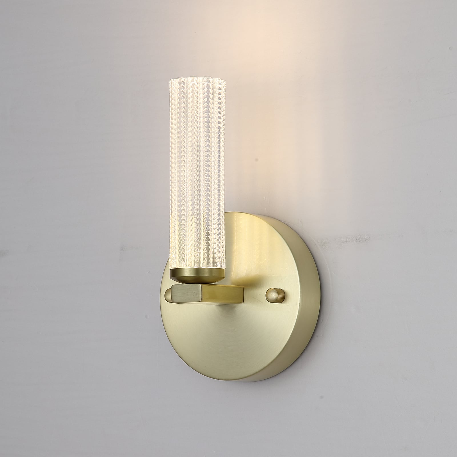 LED baderomsvegglampe Aberdeen dimbar messing 24 cm IP44 lyskilde og dimmer