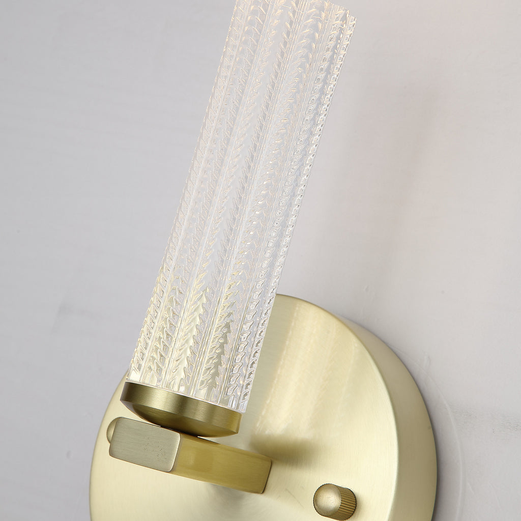 LED baderomsvegglampe Aberdeen dimbar messing 24 cm IP44 design og materiale