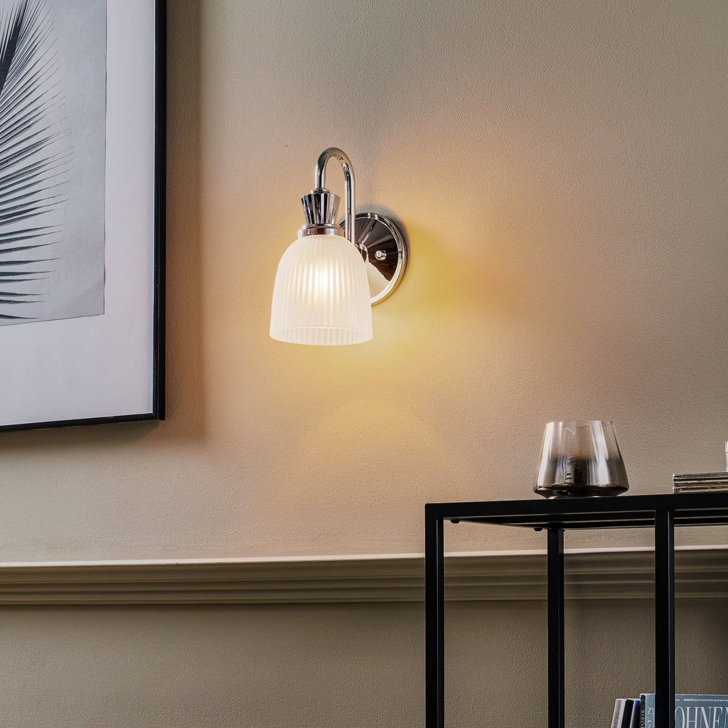 LED baderomsvegglampe Cora med glasskjerm G9 IP44 bakside