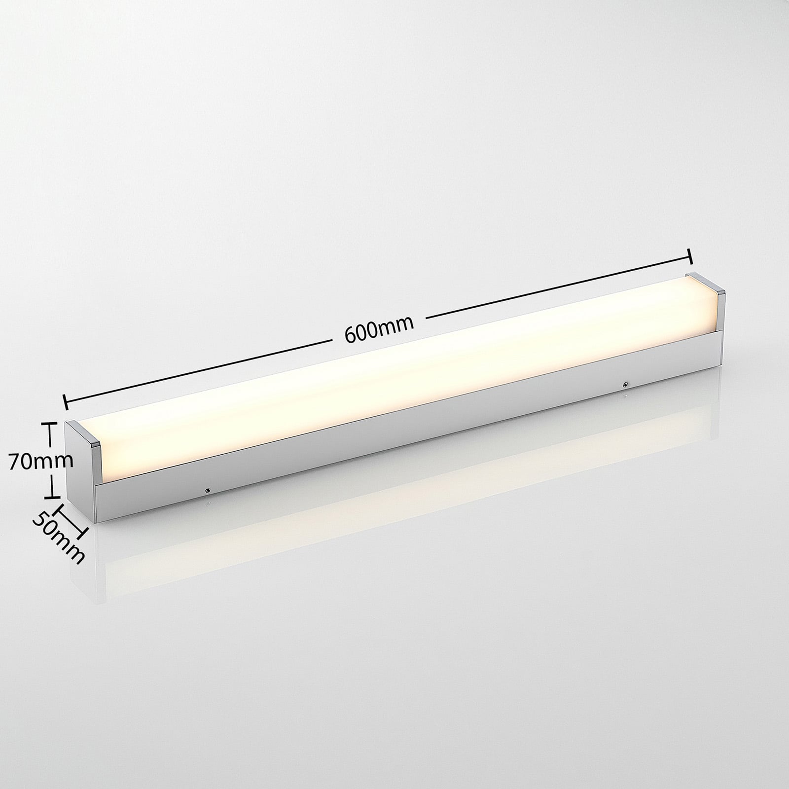 LED baderomsvegglampe Klea 60 cm krom aluminium IP44 montert på vegg