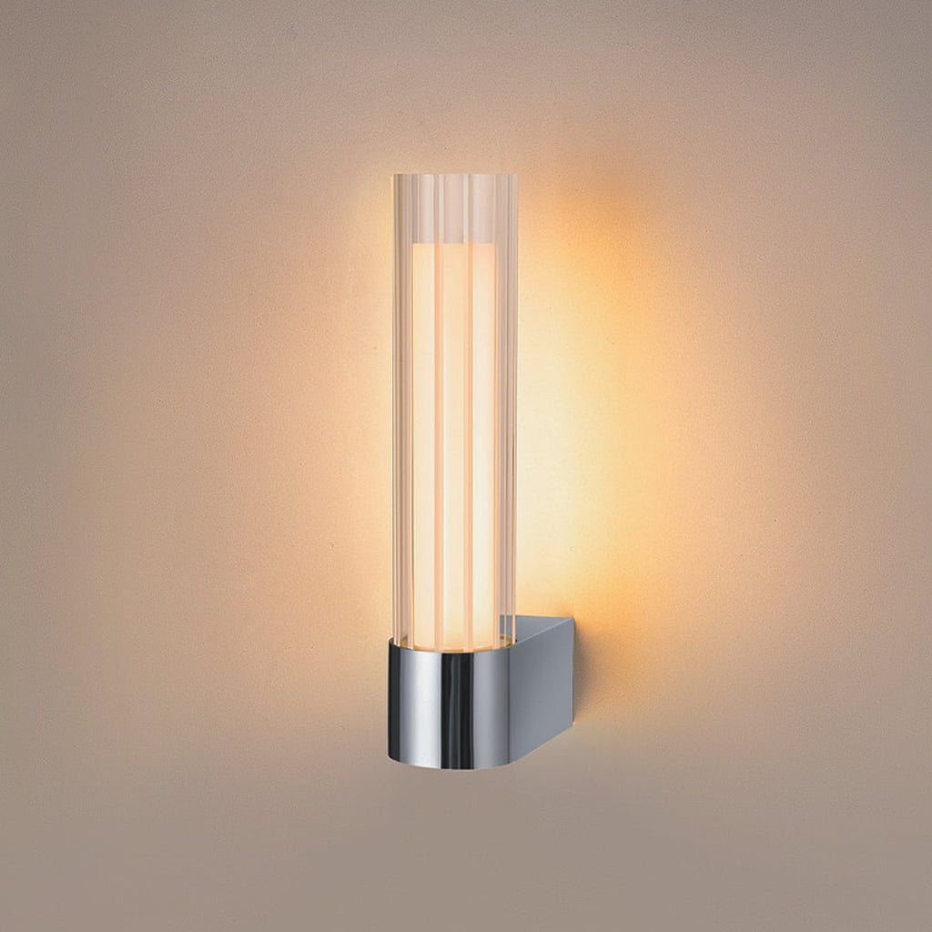 LED baderomsvegglampe Lygant single krom aluminium IP44 forfra