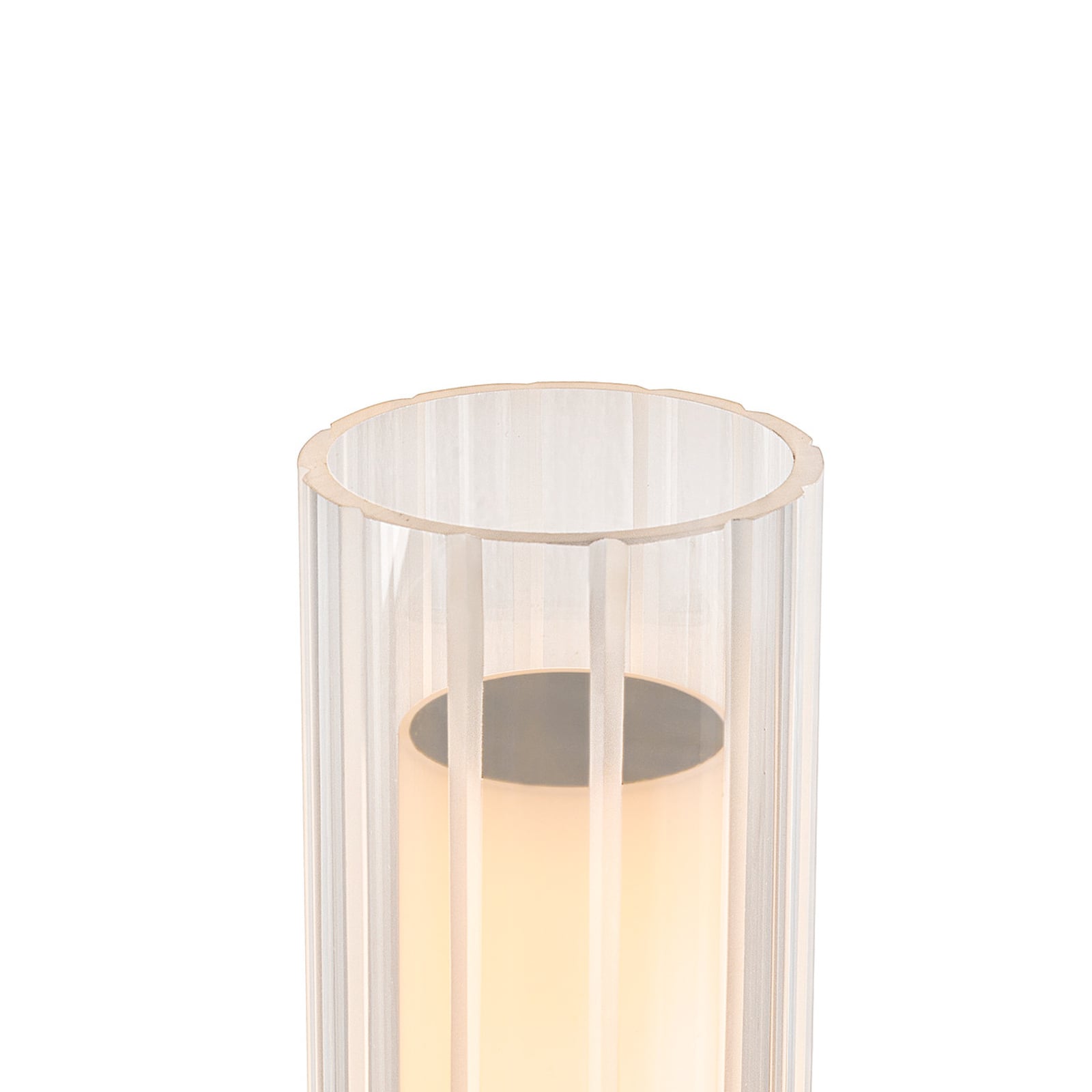 LED baderomsvegglampe Lygant single krom aluminium IP44 nærbilde av lyskilde
