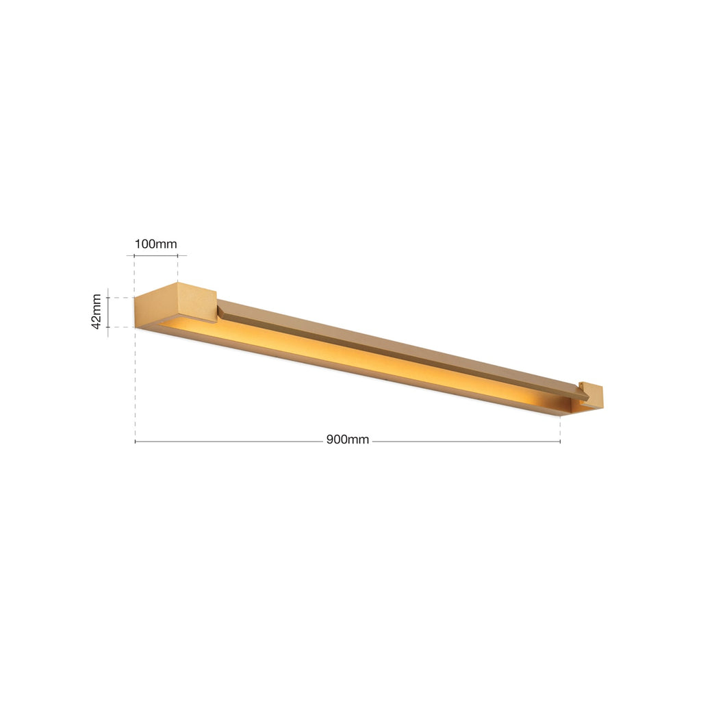 LED baderomsvegglampe Marylin gull aluminium 90 cm IP44 montert på vegg