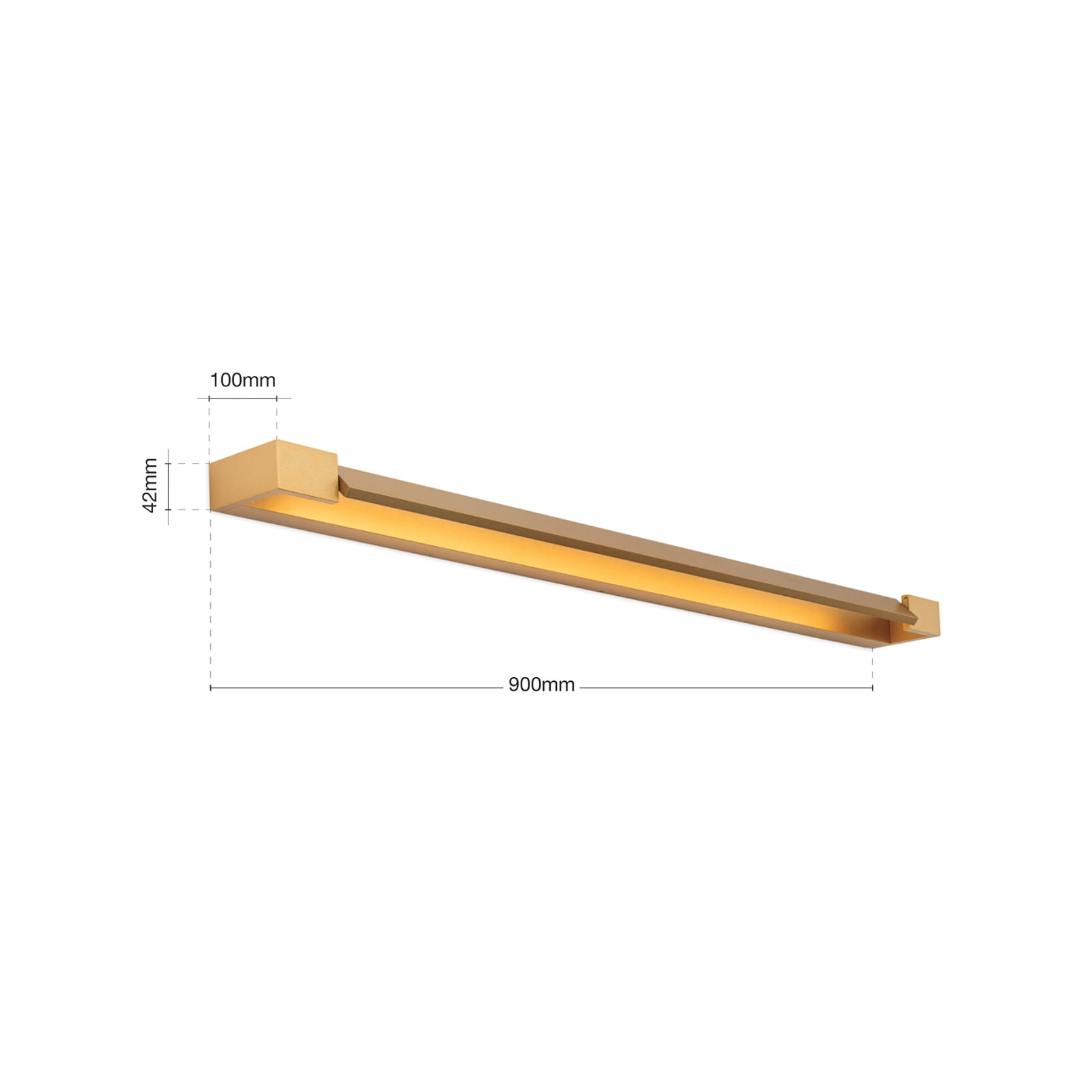 LED baderomsvegglampe Marylin gull aluminium 90 cm IP44 montert på vegg