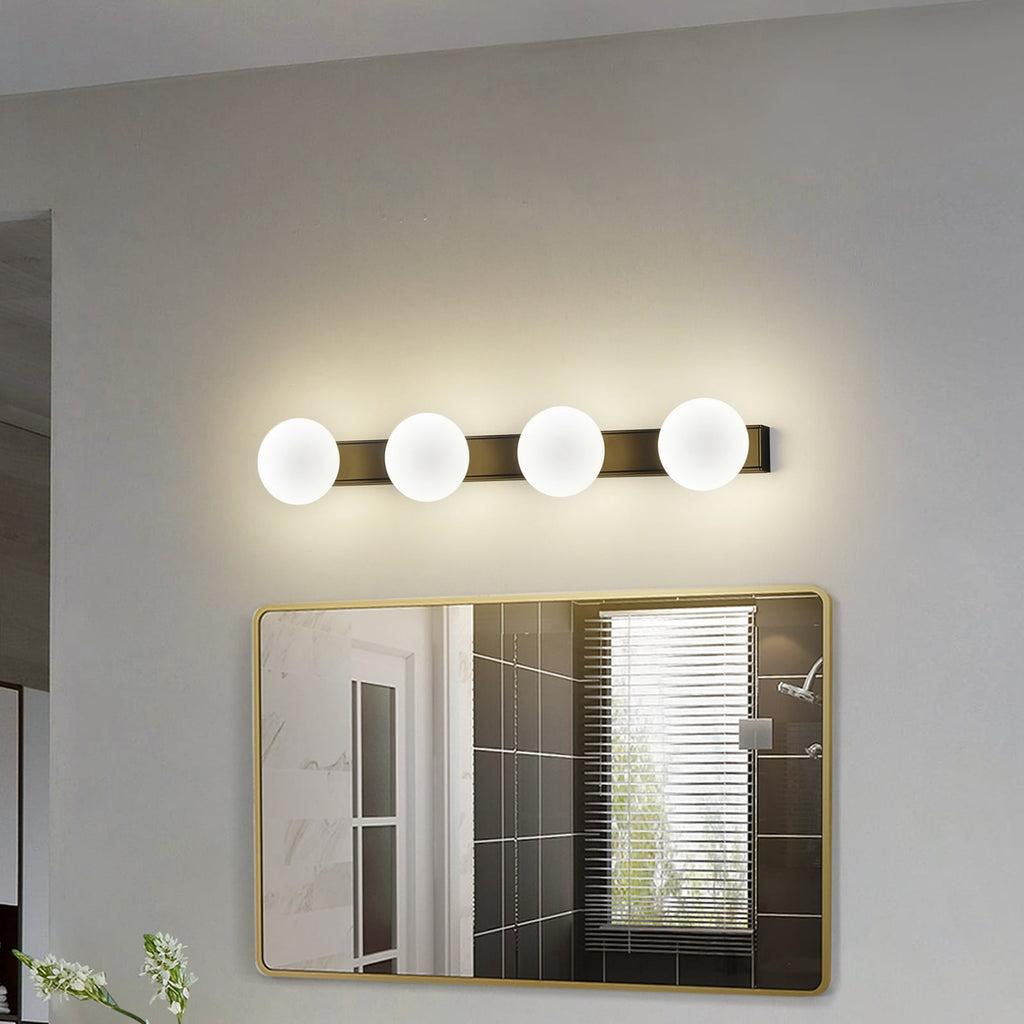 LED baderomsvegglampe Myrra 4-lys glass svart 60 cm bakside