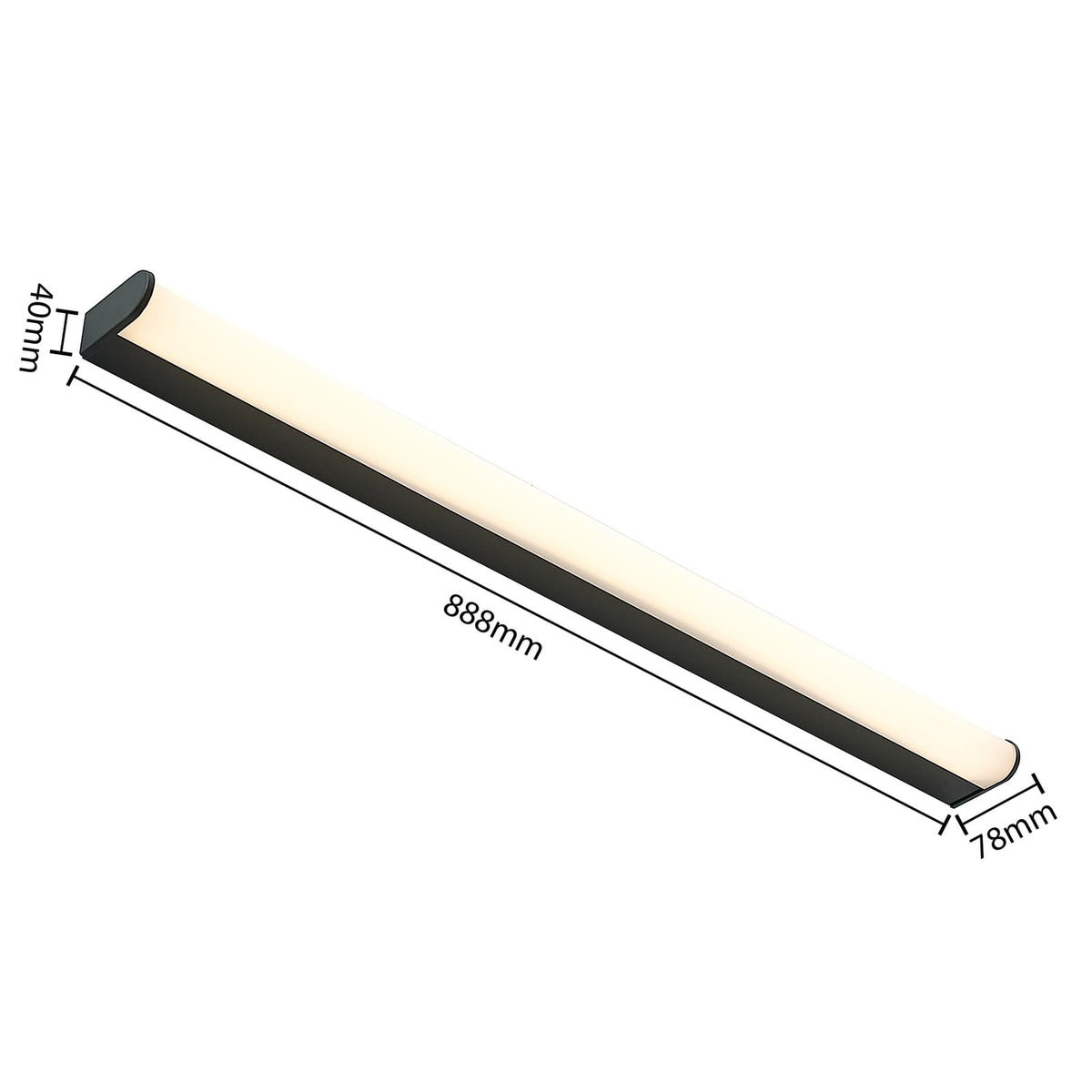 LED baderomsvegglampe Ulisan sideprofil