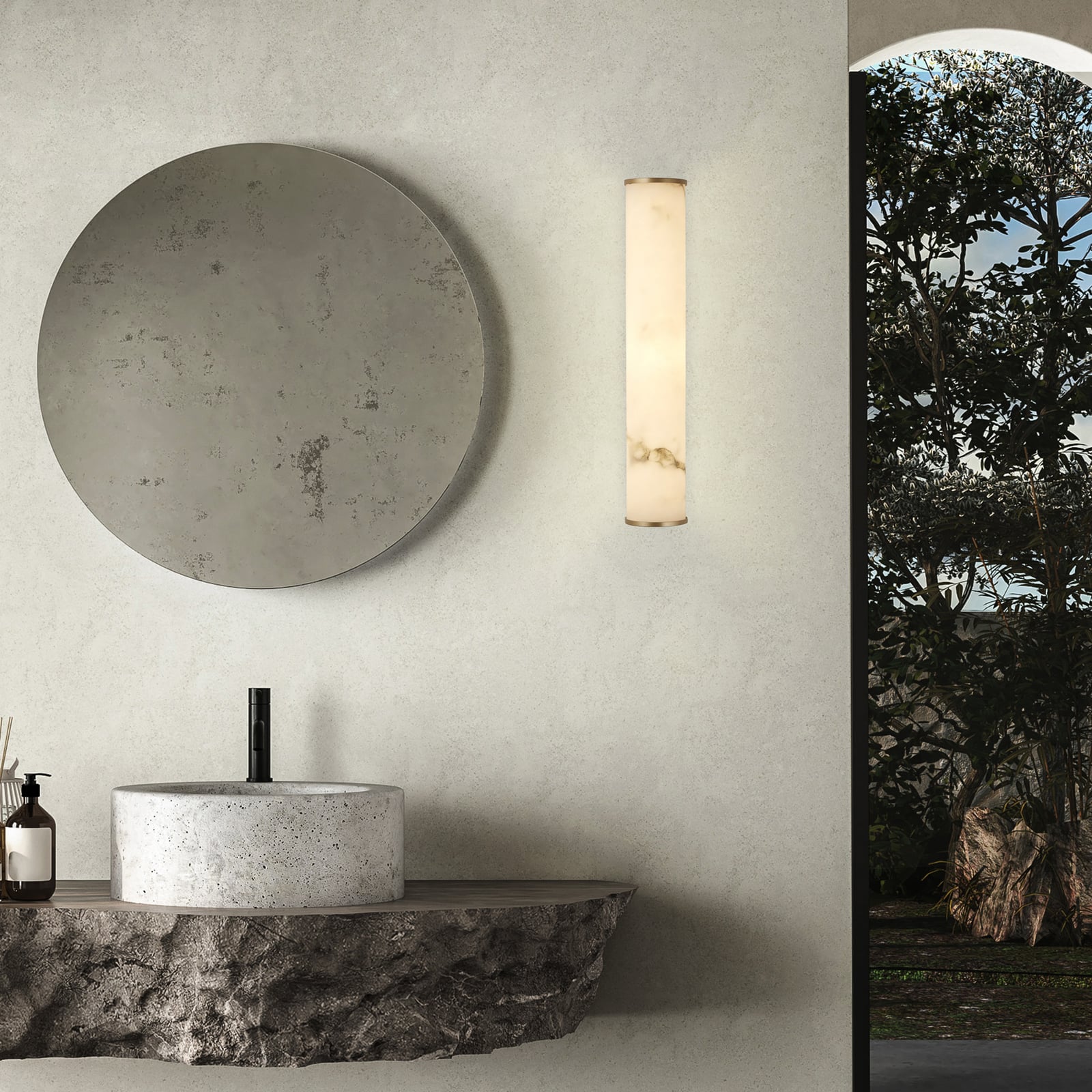 LED baderomsvegglampe Wales dimbar gull/marmorert bakside