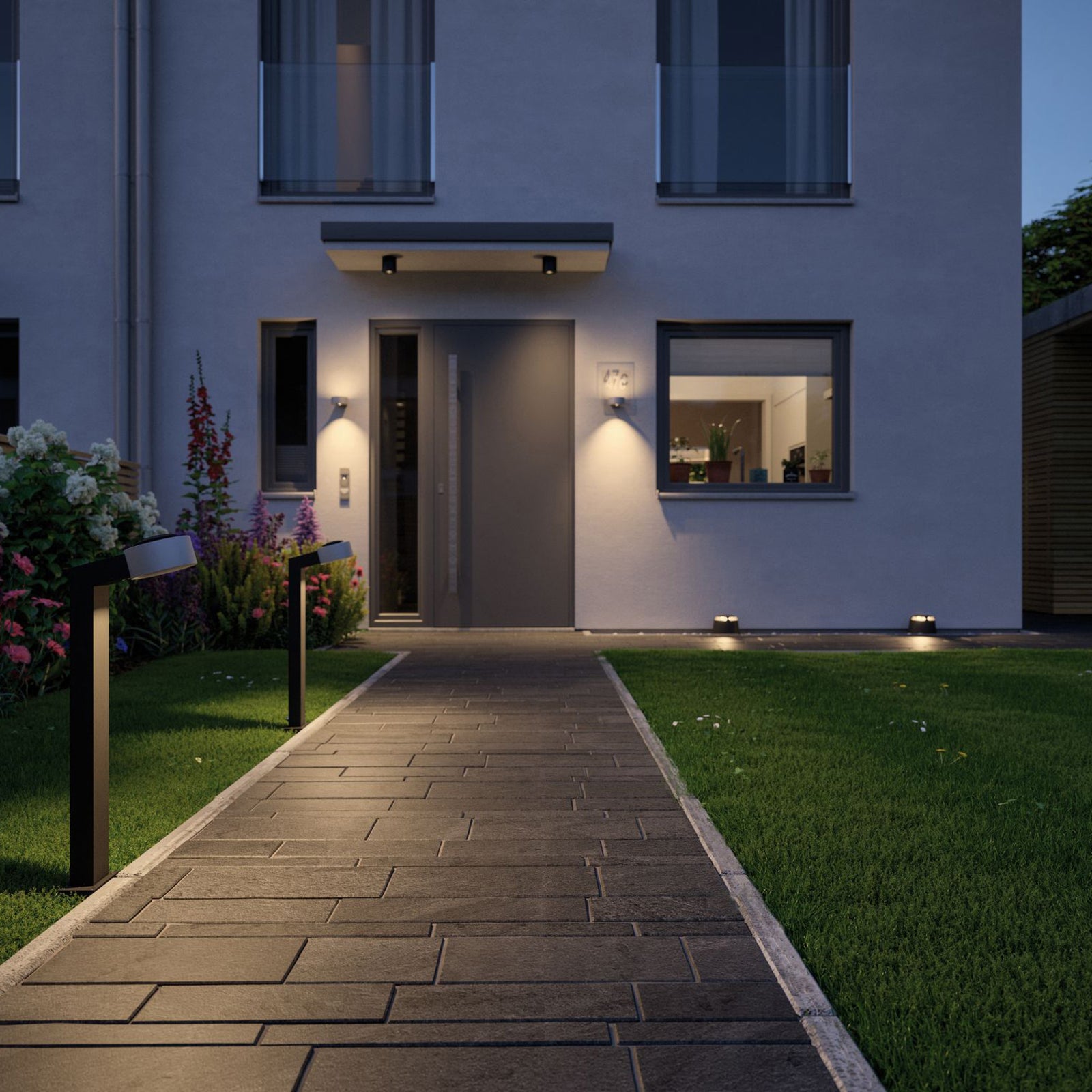 LED bakkelampe 2-lys antrasitt aluminium IP67 dimbar - Paulmann montert i hage
