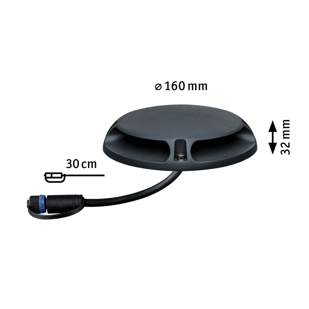 LED bakkelampe aluminium antrasitt Ø16 cm Paulmann med lys på