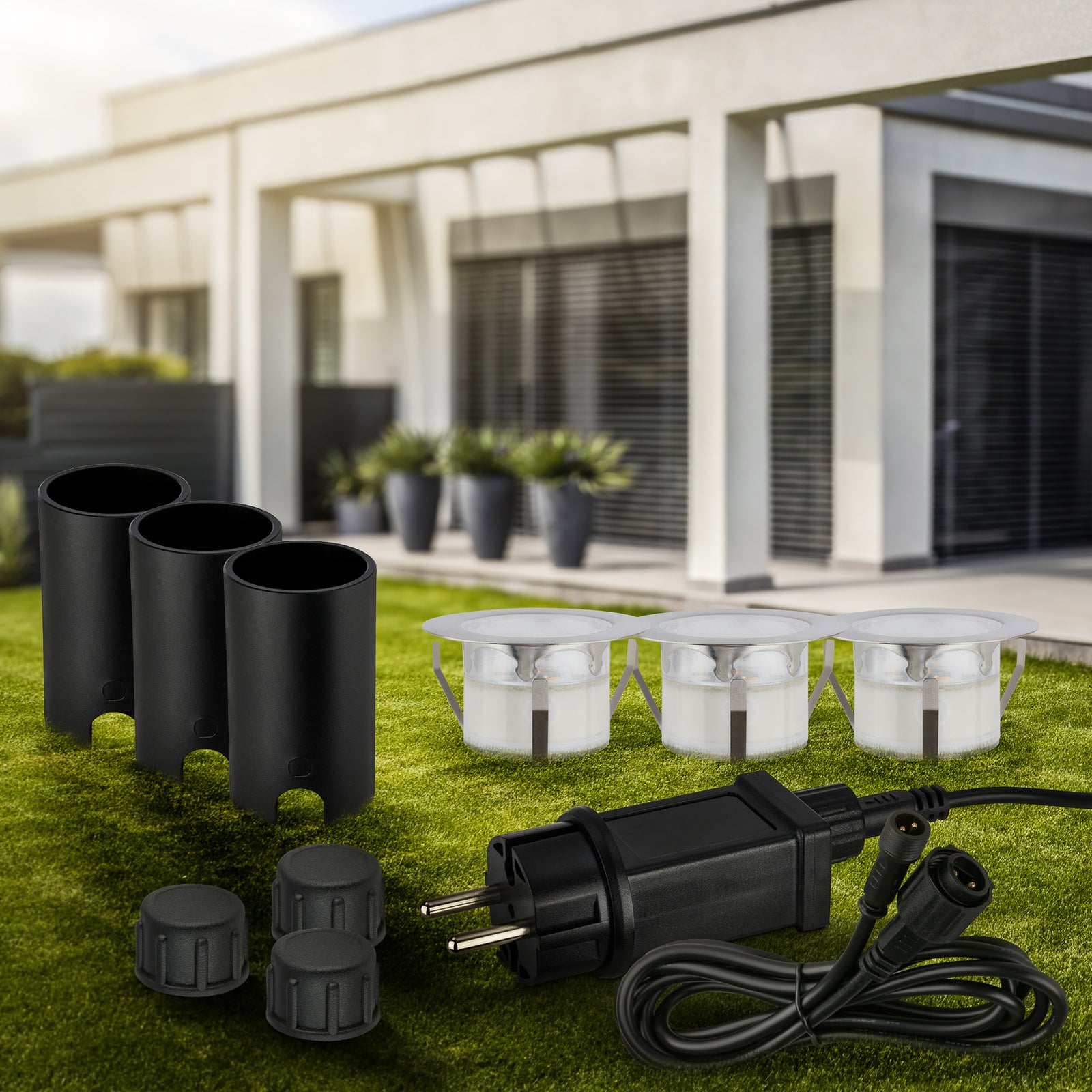 Detalj av LED bakkespot 3-pack rustfritt stål Ø4,5 cm IP67 12V - Briloner