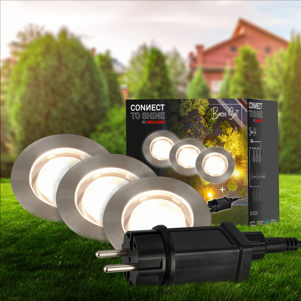 LED bakkespot 3-pack rustfritt stål Ø4,5 cm IP67 12V - Briloner med transformator