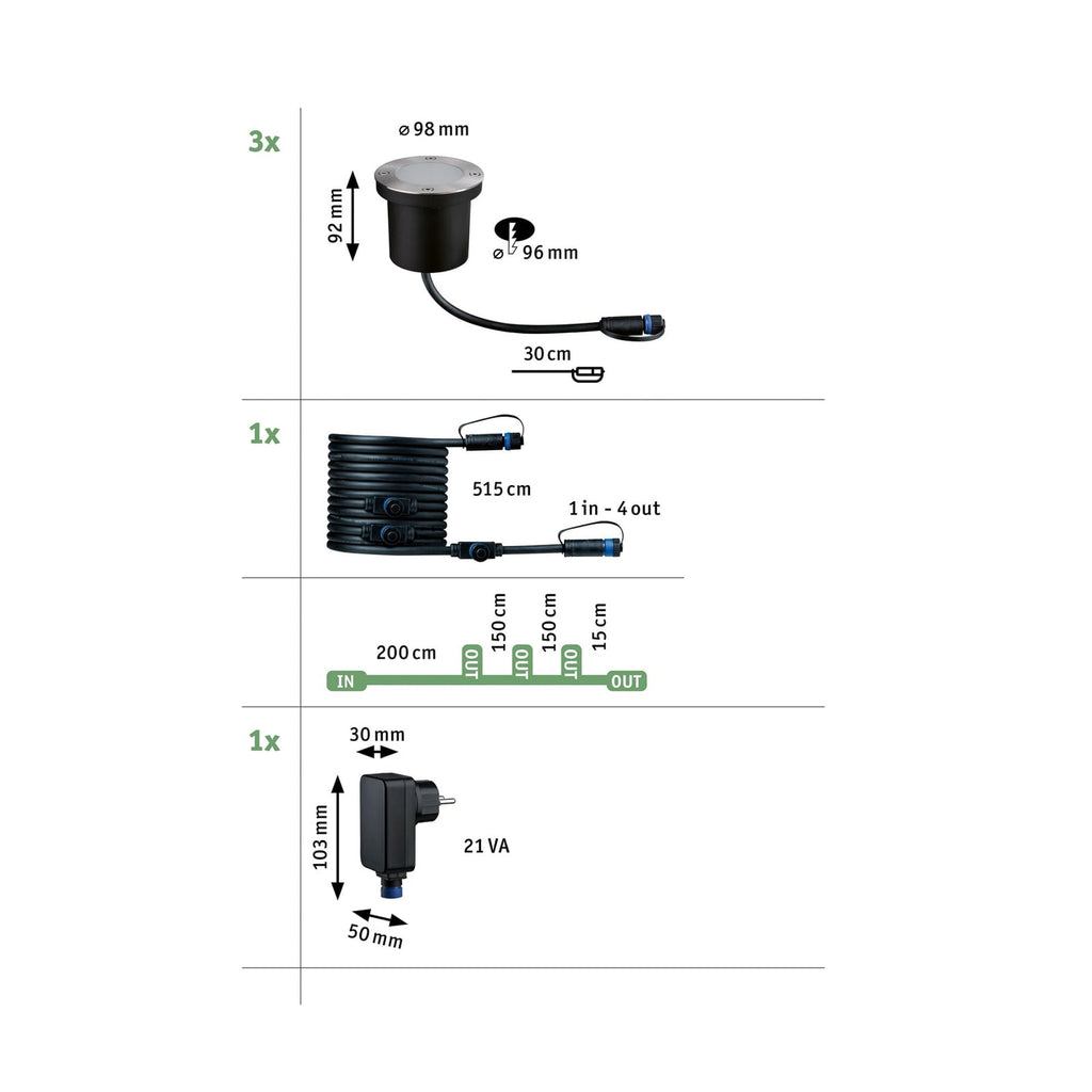 LED bakkespot 3-pack startsett 4,5W 2200K IP67 - montert i hage