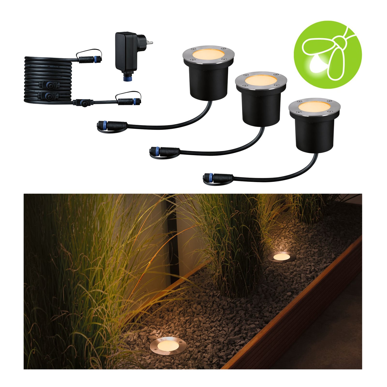 LED bakkespot 3-pack startsett 4,5W 2200K IP67 - nærbilde av lampe