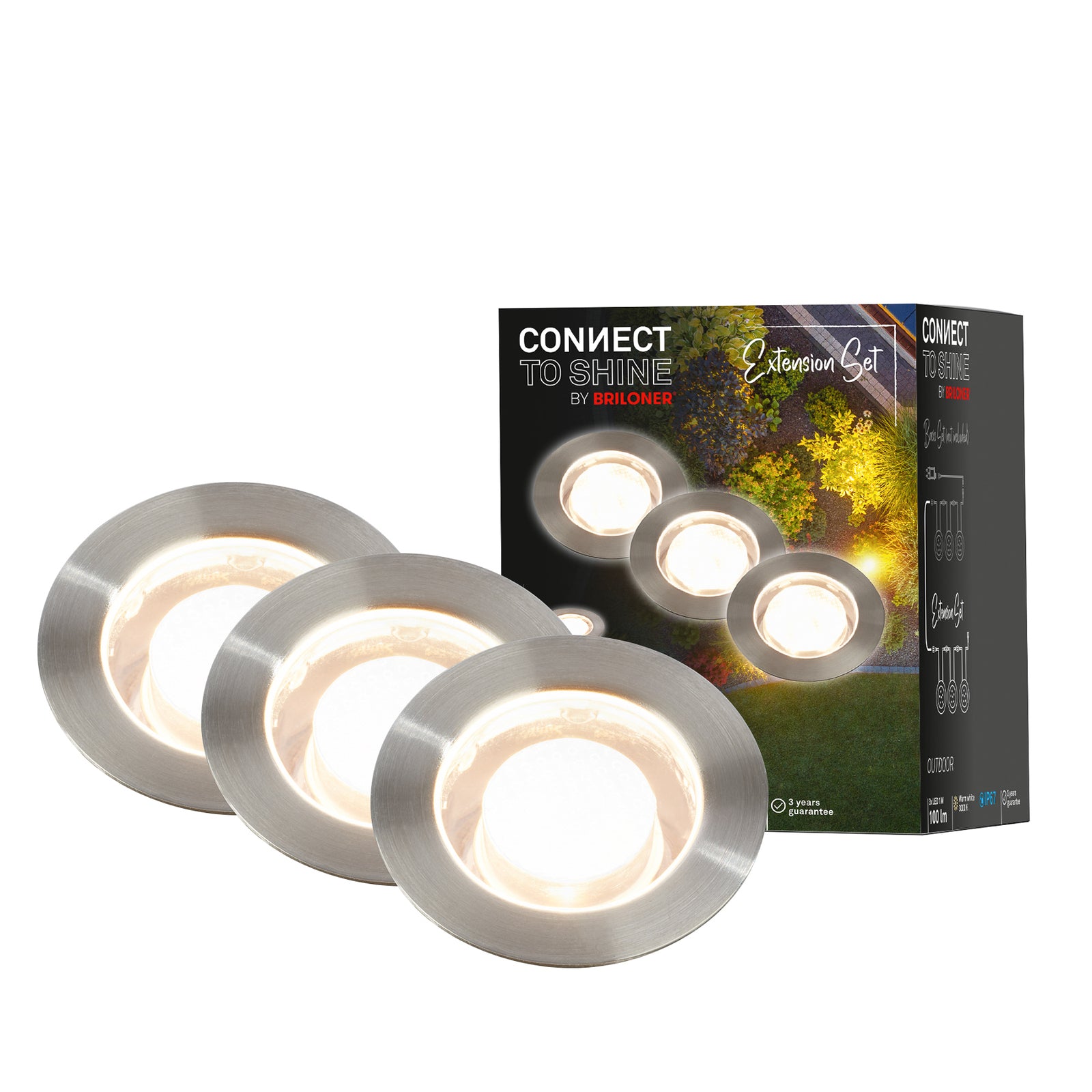 LED bakkespot 3-pakning rustfritt stål Ø4,5 cm 12V IP67 Briloner koblingsdetalj