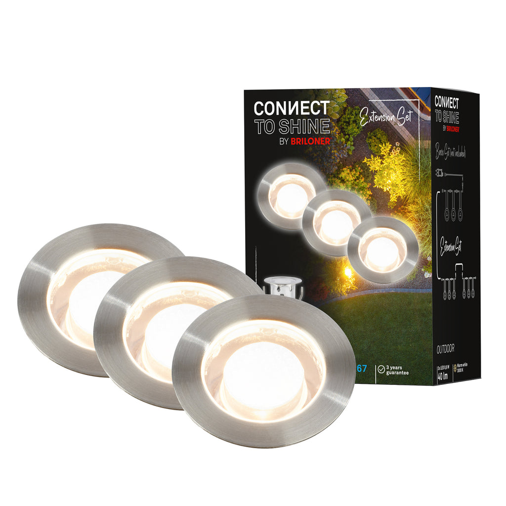 LED bakkespot 3-pk utvidelsessett rustfritt stål Ø4,5 cm IP67 12V - Briloner installasjonsdetalj