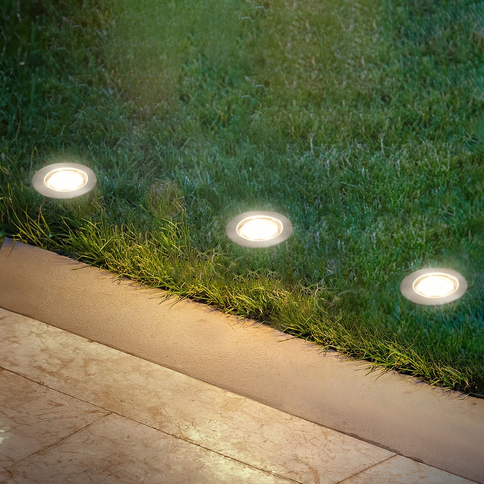 LED bakkespot 3-pk starterset rustfritt stål Ø4,5 cm IP67 12V forfra