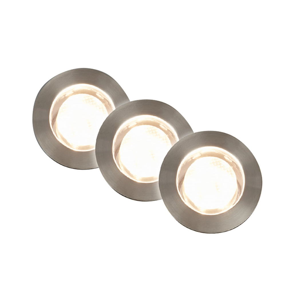 LED bakkespot 3-pk starterset rustfritt stål Ø4,5 cm IP67 12V montert i hage