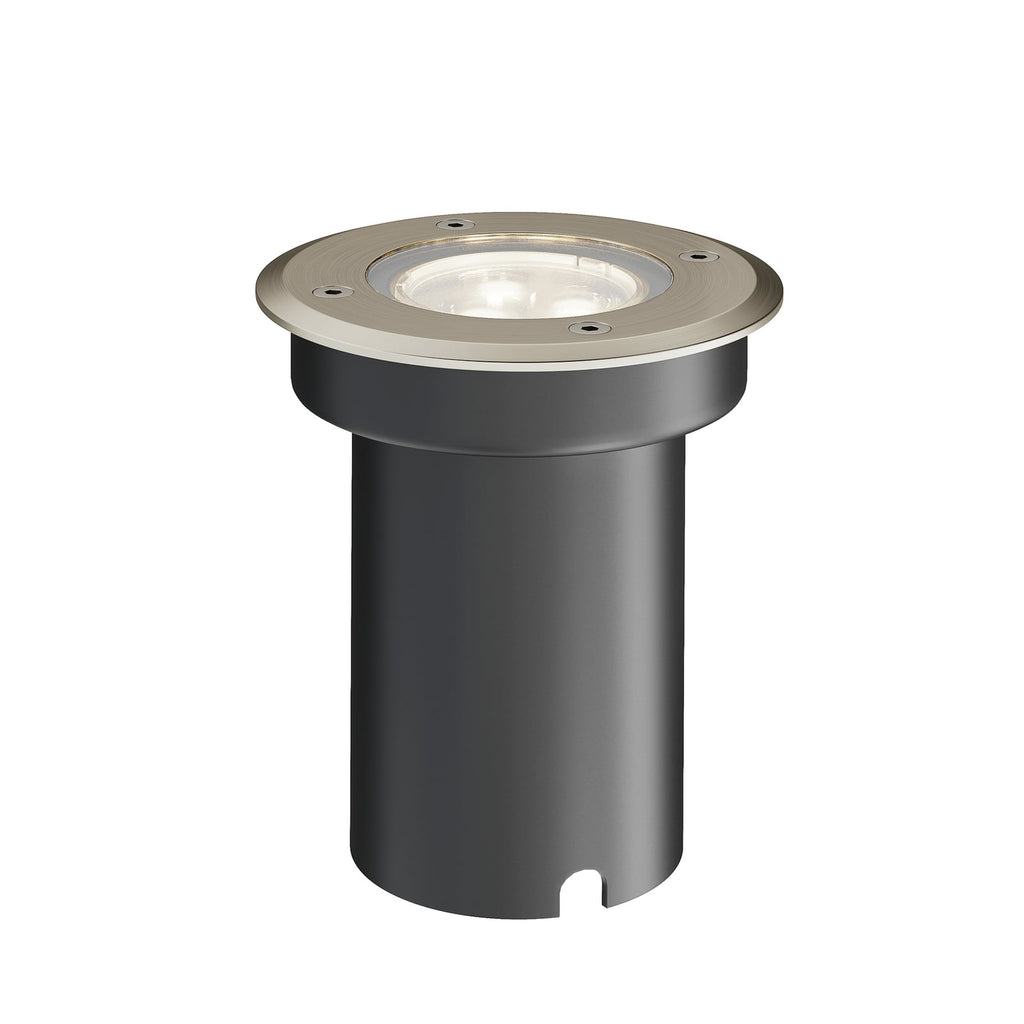LED bakkespot Ava rund rustfritt stål Ø12 cm detalj