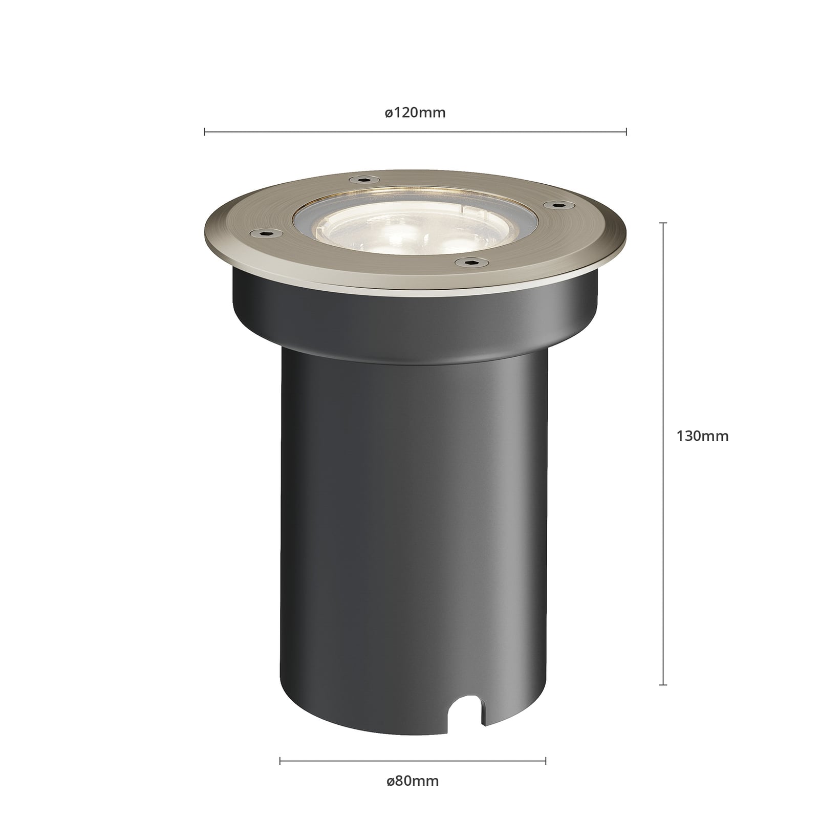 LED bakkespot Ava rund rustfritt stål Ø12 cm montert utendørs