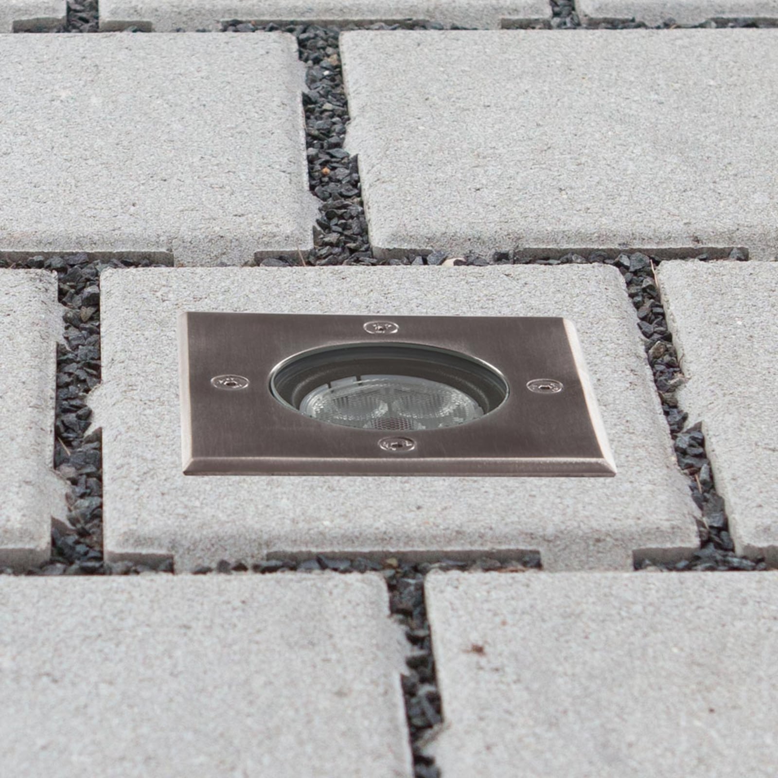 LED bakkespot Ava rustfritt stål 12x12 cm IP67 forfra