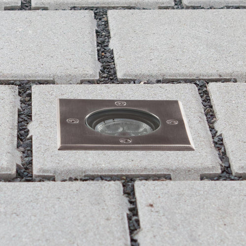 LED bakkespot Ava rustfritt stål 12x12 cm IP67 forfra