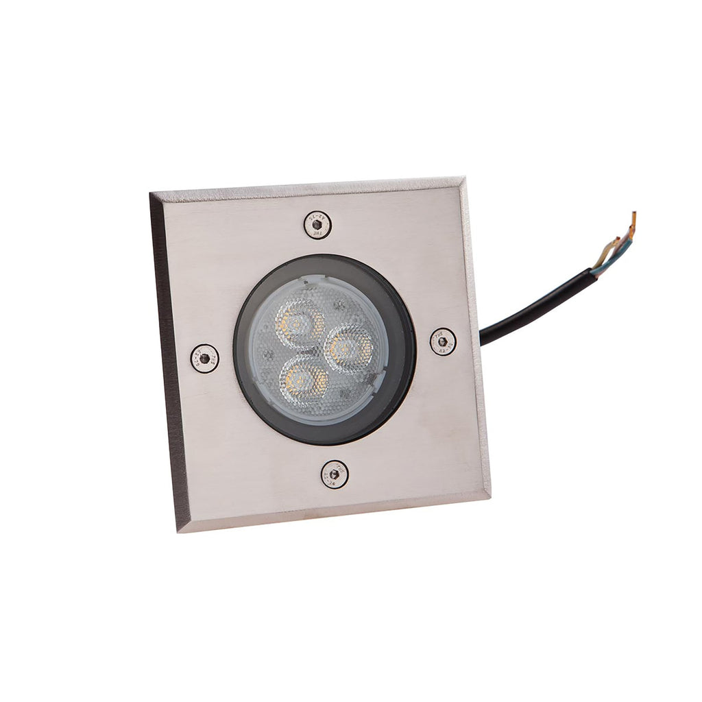 LED bakkespot Ava rustfritt stål 12x12 cm IP67 detalj